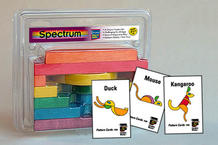 Tieramid spectrum colored blocks and pattern card system.